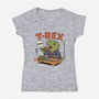 T-Rex Breakfast-Womens-V-Neck-Tee-fanfabio