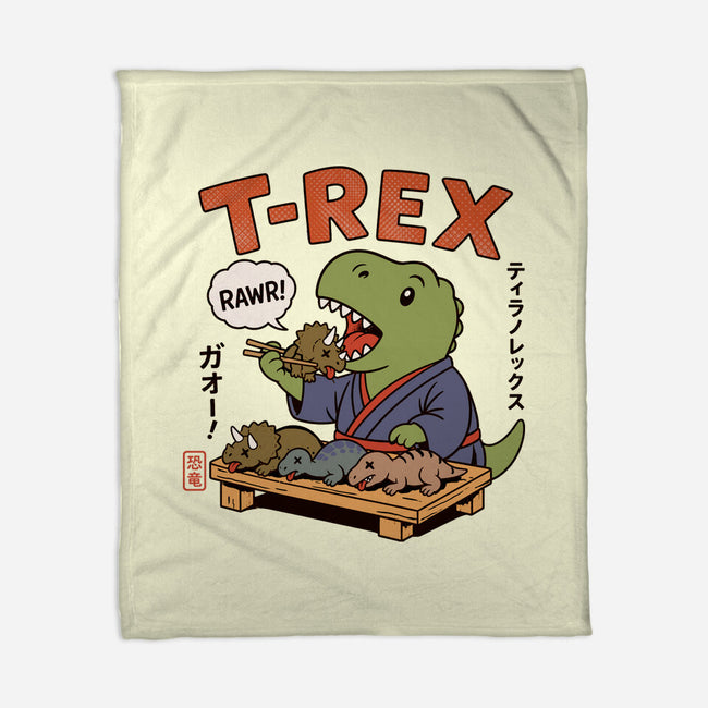 T-Rex Breakfast-None-Fleece-Blanket-fanfabio