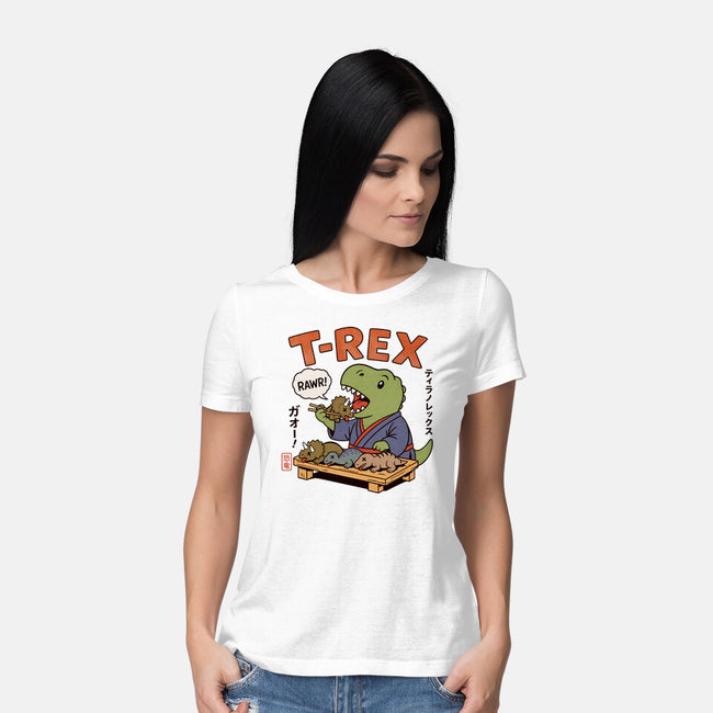 T-Rex Breakfast-Womens-Basic-Tee-fanfabio