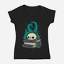 Lovecraftian Books Lover-Womens-V-Neck-Tee-xMorfina