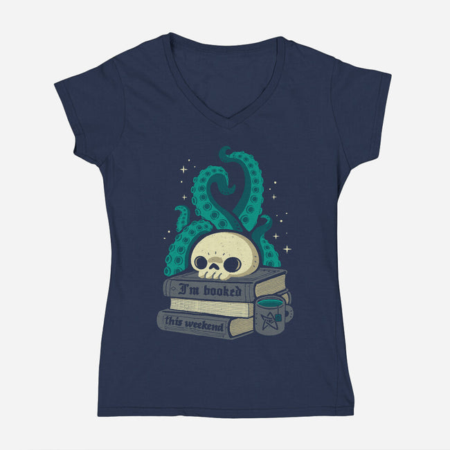 Lovecraftian Books Lover-Womens-V-Neck-Tee-xMorfina