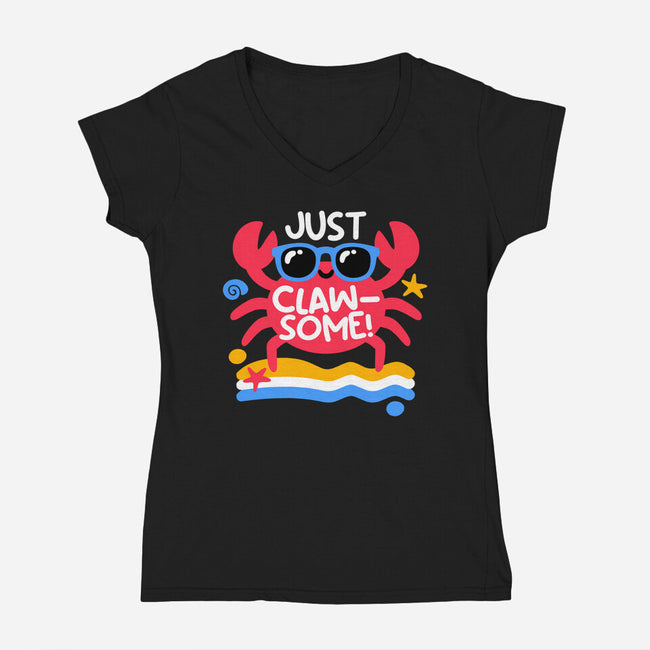 Just Clawsome-Womens-V-Neck-Tee-NemiMakeit