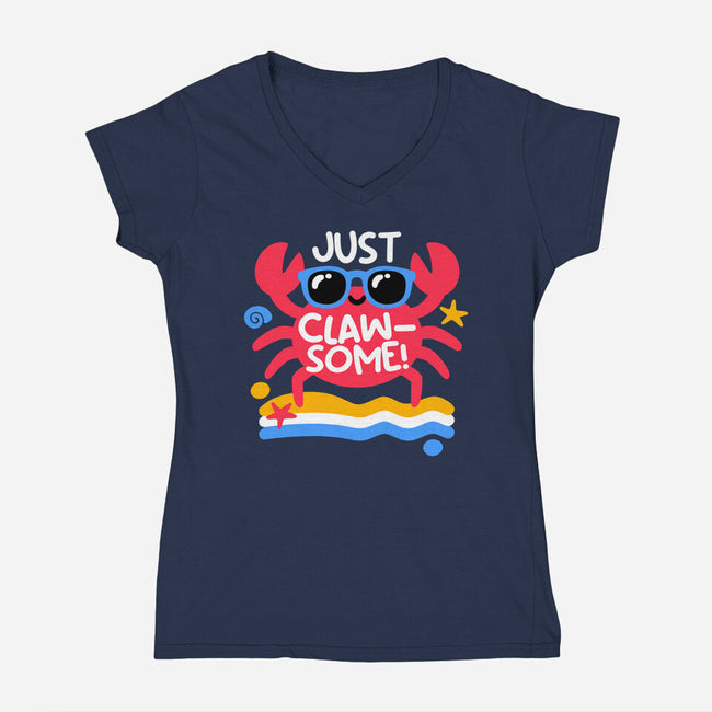Just Clawsome-Womens-V-Neck-Tee-NemiMakeit