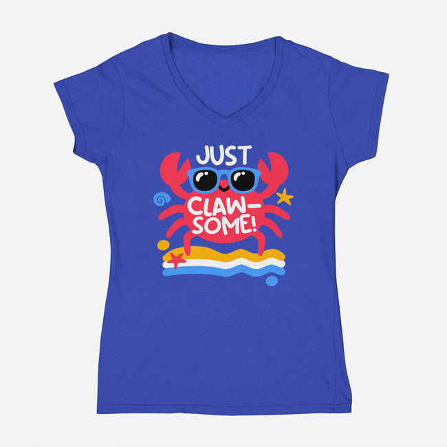 Just Clawsome-Womens-V-Neck-Tee-NemiMakeit