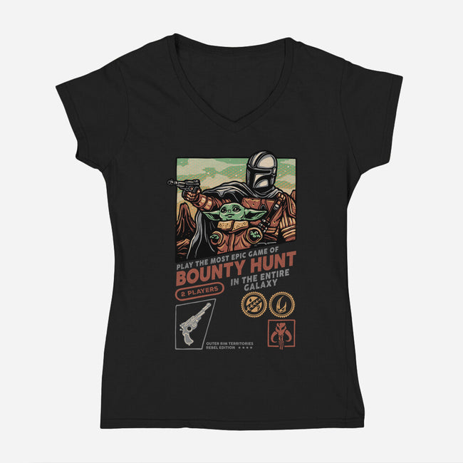 Epic Game Of Bounty Hunt-Womens-V-Neck-Tee-glitchygorilla