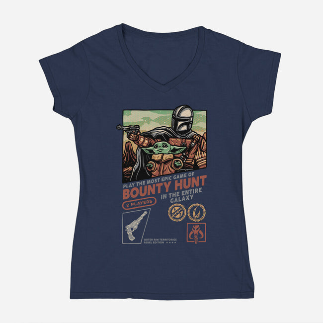 Epic Game Of Bounty Hunt-Womens-V-Neck-Tee-glitchygorilla