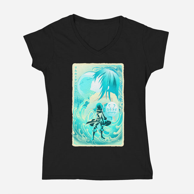 Great Wave Rimuru-Womens-V-Neck-Tee-hypertwenty
