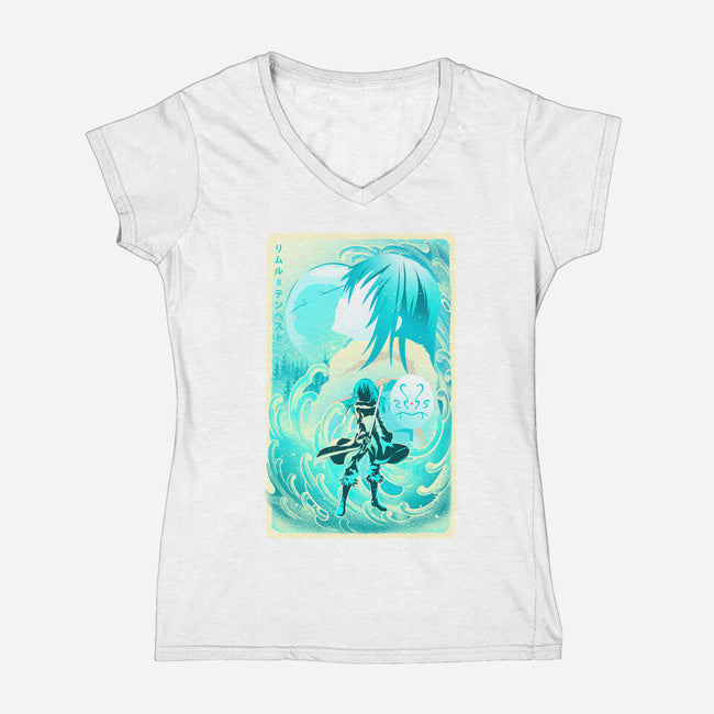Great Wave Rimuru-Womens-V-Neck-Tee-hypertwenty