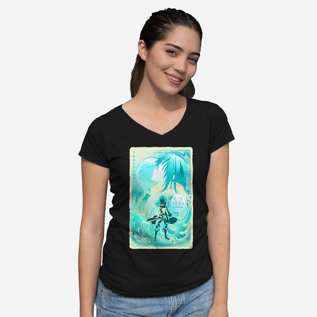 Great Wave Rimuru-Womens-V-Neck-Tee-hypertwenty