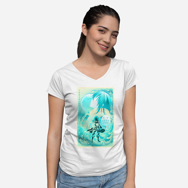 Great Wave Rimuru-Womens-V-Neck-Tee-hypertwenty