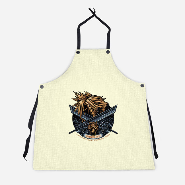 Emblem Of The Omnislash-Unisex-Kitchen-Apron-glitchygorilla