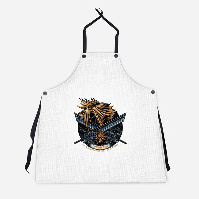 Emblem Of The Omnislash-Unisex-Kitchen-Apron-glitchygorilla