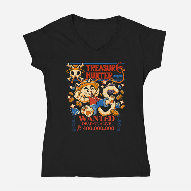 Treasure Hunter-Womens-V-Neck-Tee-worlddominationforcats