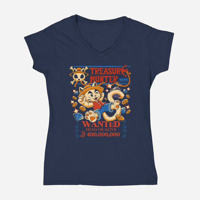 Treasure Hunter-Womens-V-Neck-Tee-worlddominationforcats