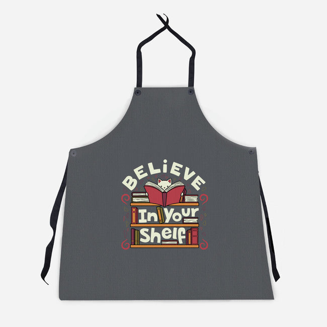 Believe In Your Shelf Cat-Unisex-Kitchen-Apron-tobefonseca