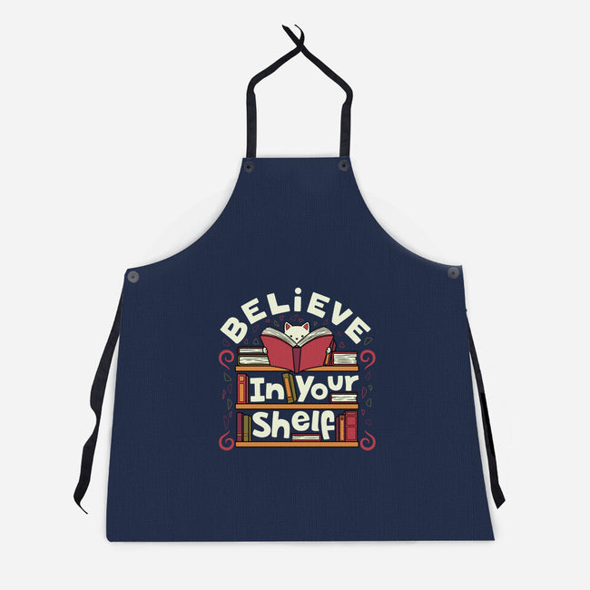 Believe In Your Shelf Cat-Unisex-Kitchen-Apron-tobefonseca