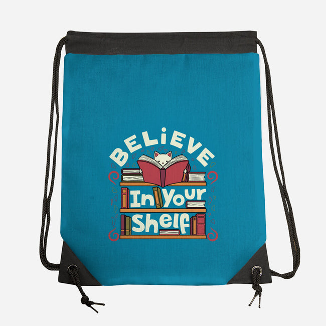 Believe In Your Shelf Cat-None-Drawstring-Bag-tobefonseca