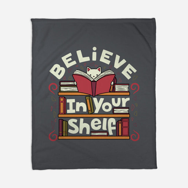 Believe In Your Shelf Cat-None-Fleece-Blanket-tobefonseca