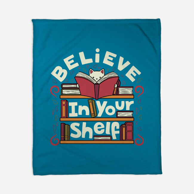 Believe In Your Shelf Cat-None-Fleece-Blanket-tobefonseca