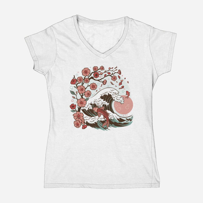 Japanese Anime Koi Flower-Womens-V-Neck-Tee-tobefonseca