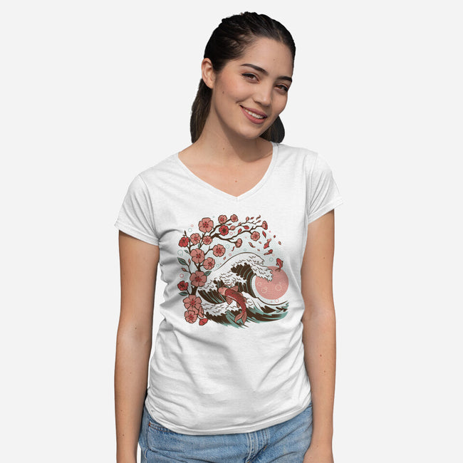 Japanese Anime Koi Flower-Womens-V-Neck-Tee-tobefonseca
