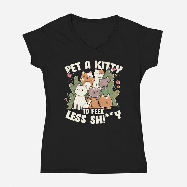 Pet A Kitty-Womens-V-Neck-Tee-tobefonseca