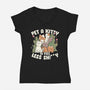 Pet A Kitty-Womens-V-Neck-Tee-tobefonseca