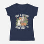 Pet A Kitty-Womens-V-Neck-Tee-tobefonseca