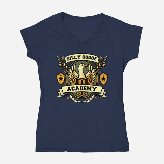 Silly Goose Academy-Womens-V-Neck-Tee-tobefonseca