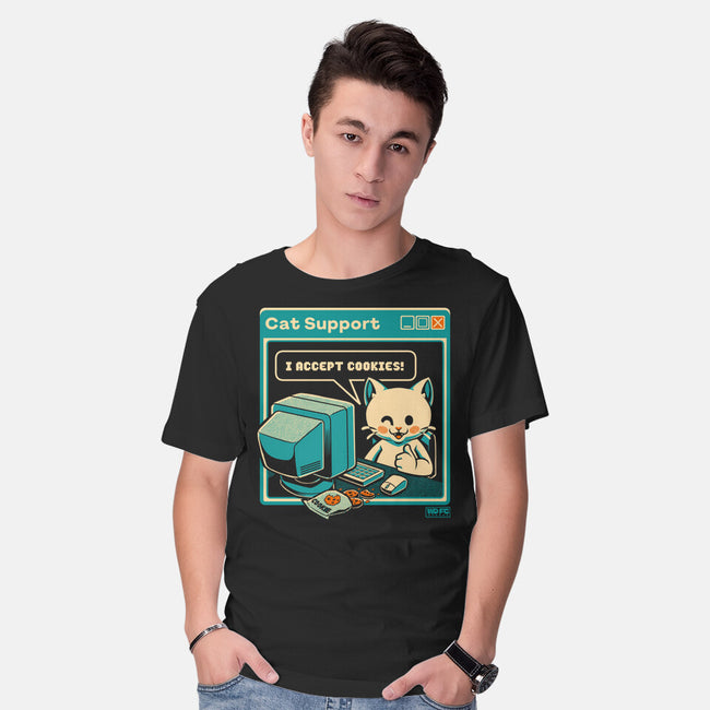 Tech Support I Accept Cookies Cat-Mens-Basic-Tee-worlddominationforcats