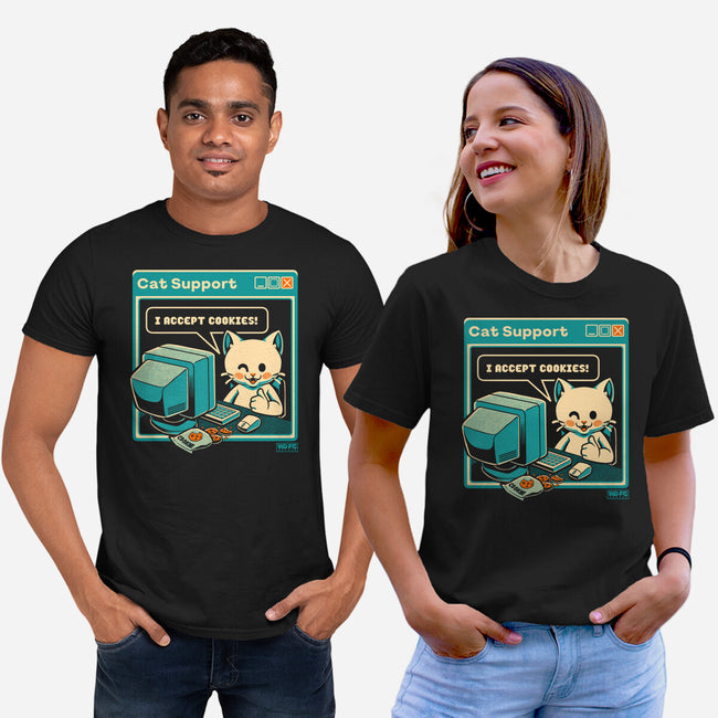 Tech Support I Accept Cookies Cat-Unisex-Basic-Tee-worlddominationforcats