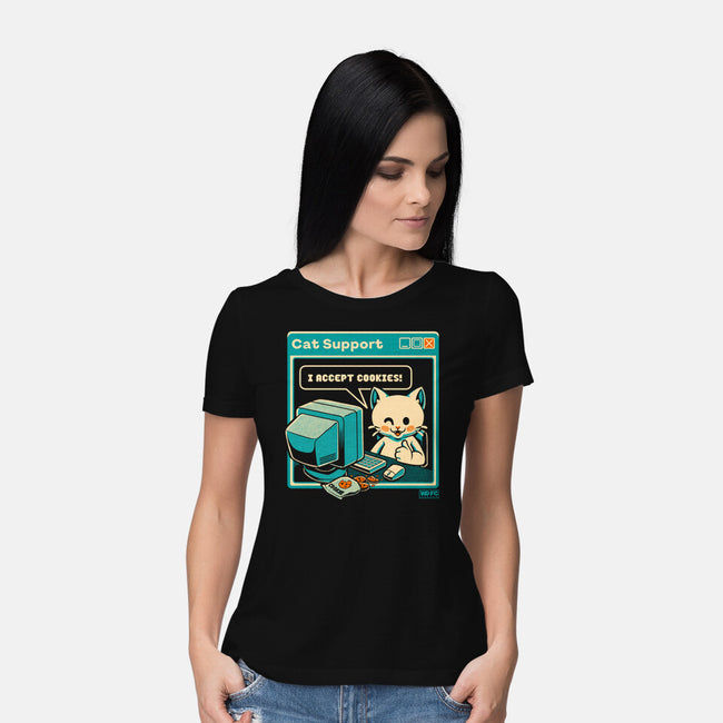Tech Support I Accept Cookies Cat-Womens-Basic-Tee-worlddominationforcats