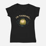 I'm Thinking Frog-Womens-V-Neck-Tee-worlddominationforcats