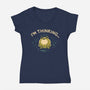 I'm Thinking Frog-Womens-V-Neck-Tee-worlddominationforcats