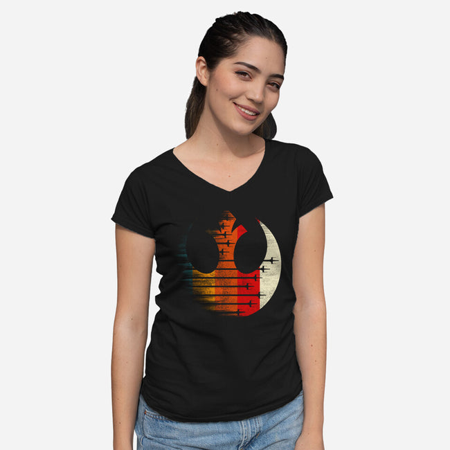 Vintage Rebel-Womens-V-Neck-Tee-rocketman_art