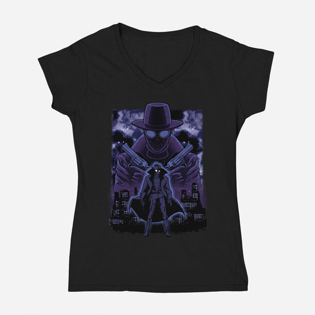 Noir Shadow Nebula-Womens-V-Neck-Tee-Astrobot Invention