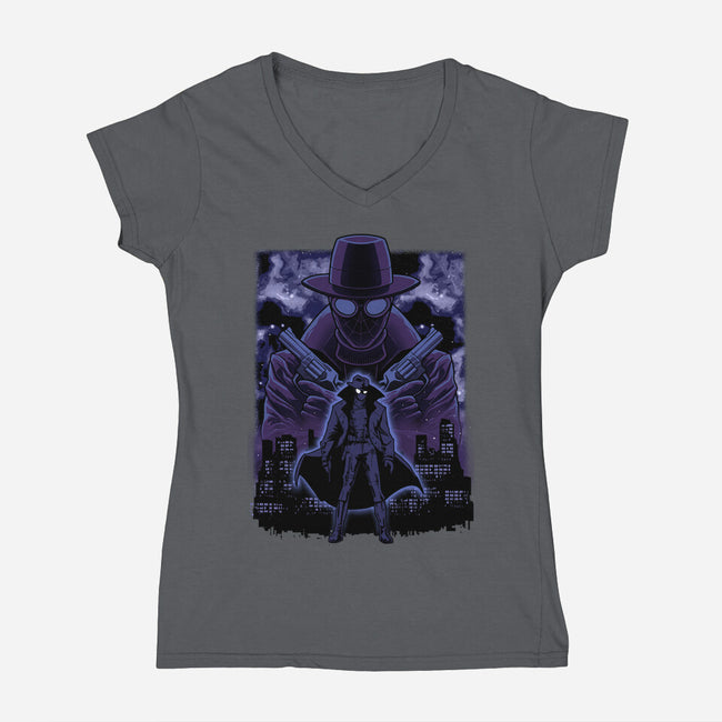 Noir Shadow Nebula-Womens-V-Neck-Tee-Astrobot Invention