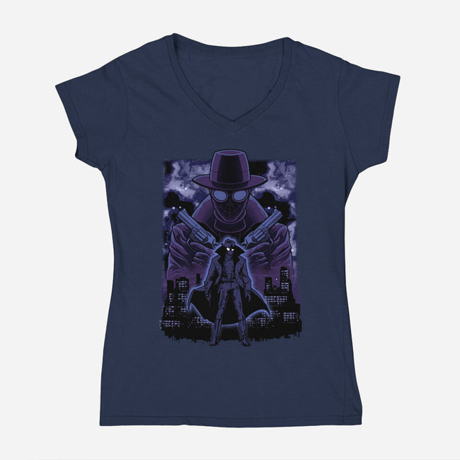Noir Shadow Nebula-Womens-V-Neck-Tee-Astrobot Invention