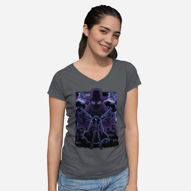 Noir Shadow Nebula-Womens-V-Neck-Tee-Astrobot Invention