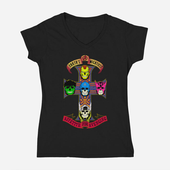 Appetite For Avenging-Womens-V-Neck-Tee-milasneeze