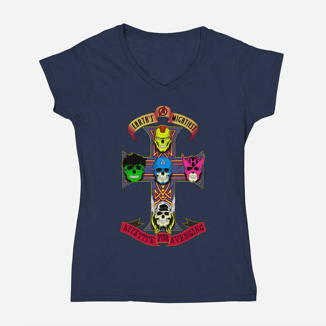 Appetite For Avenging-Womens-V-Neck-Tee-milasneeze