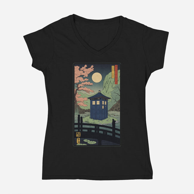 Traveler In Japan-Womens-V-Neck-Tee-sebasebi