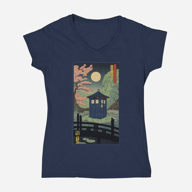 Traveler In Japan-Womens-V-Neck-Tee-sebasebi
