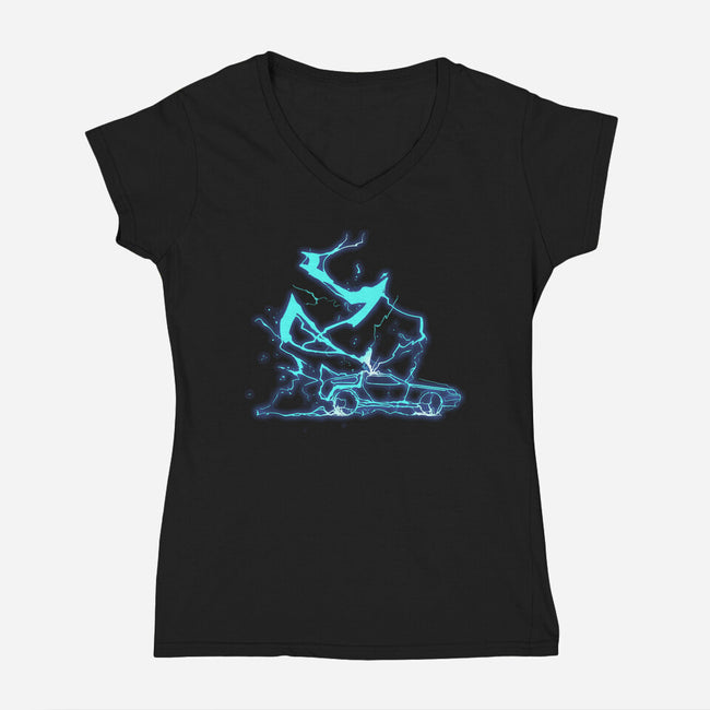 The Storm And The Clock-Womens-V-Neck-Tee-sebasebi