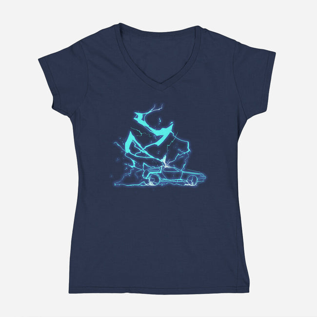 The Storm And The Clock-Womens-V-Neck-Tee-sebasebi
