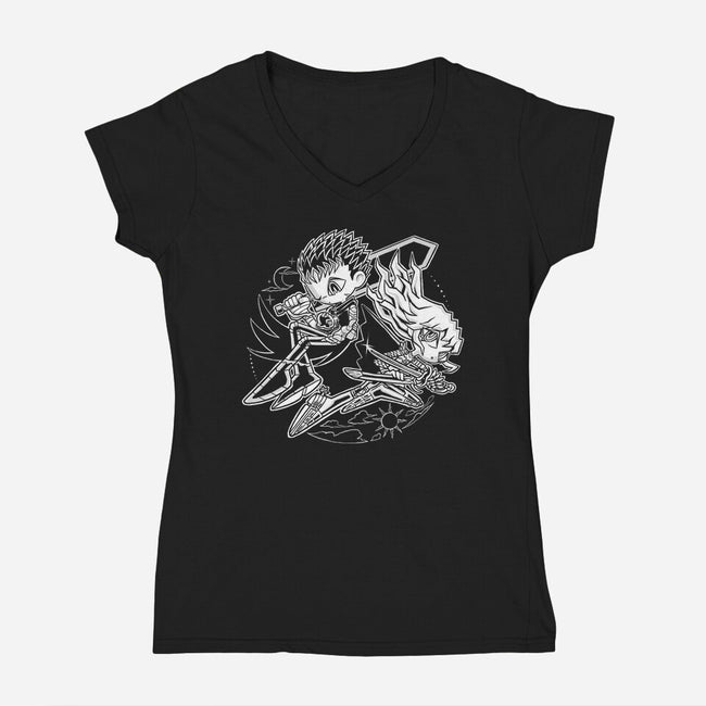 Eclipse Duality-Womens-V-Neck-Tee-naomori