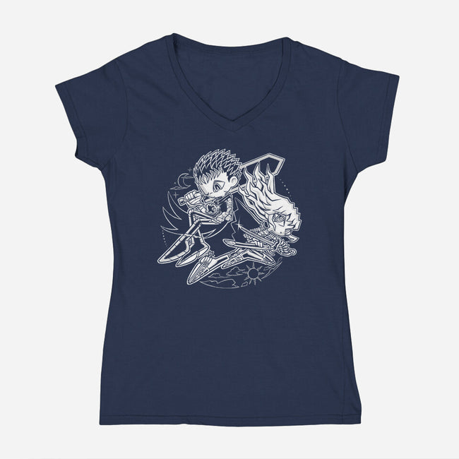 Eclipse Duality-Womens-V-Neck-Tee-naomori