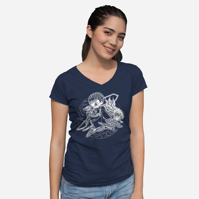 Eclipse Duality-Womens-V-Neck-Tee-naomori