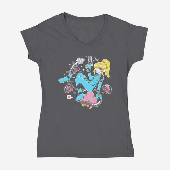 Space Mama-Womens-V-Neck-Tee-naomori