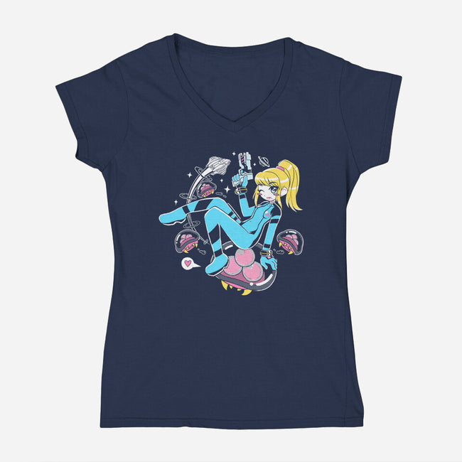 Space Mama-Womens-V-Neck-Tee-naomori